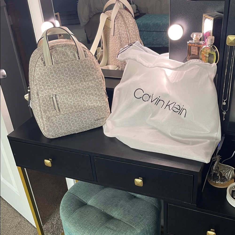 Calvin Klein Light Beige Monogram Backpack